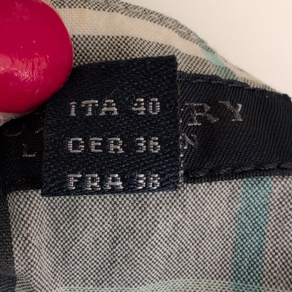 Burberry London Blue/Gray/Black Nova Check‎ Plaid Cotton Pants Size 6 - Picture 12 of 13